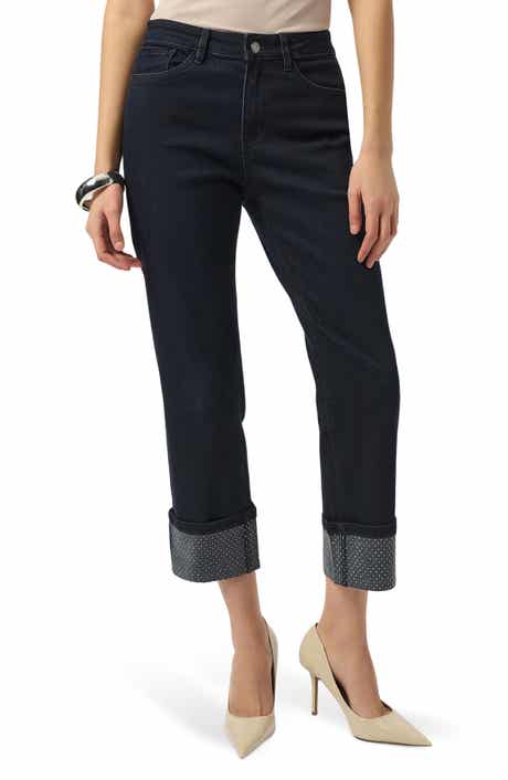 Studded Cuff Straight Leg Jeans