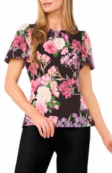 Lauren Floral Print Flutter Sleeve Top