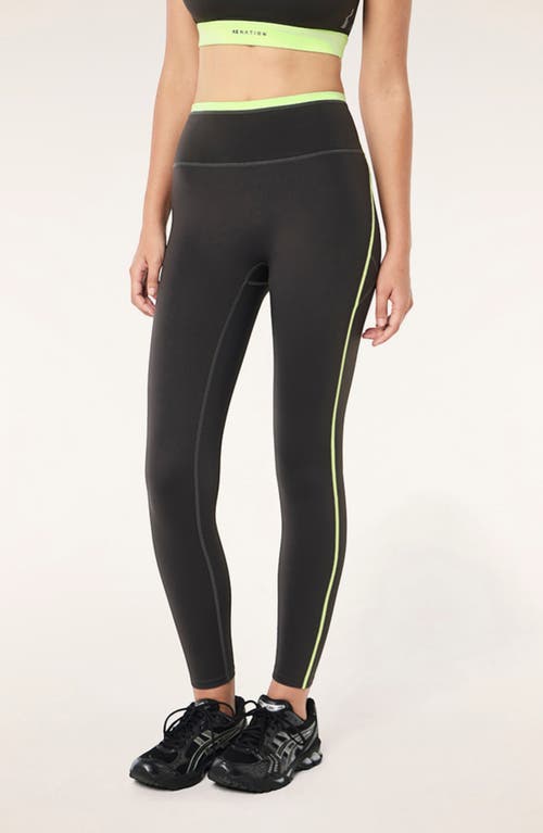 P.E Nation Rapid Pocket Leggings in Caviar/washed Lime at Nordstrom, Size Medium
