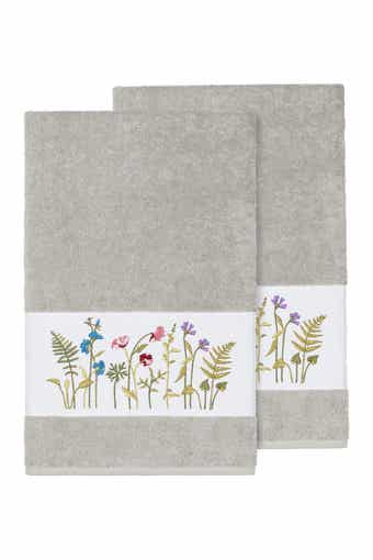 Linum Home Textiles Serenity Embellished Bath Towel - Set of 2 - Light Grey