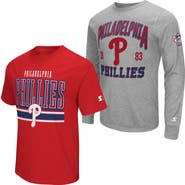 STARTER Men's Starter Heather Gray/Red Philadelphia Phillies Two-Pack Long Sleeve & Short Sleeve T-Shirt Set
