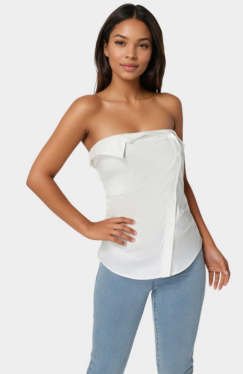 Bebe Ruched Asymmetric Top In White