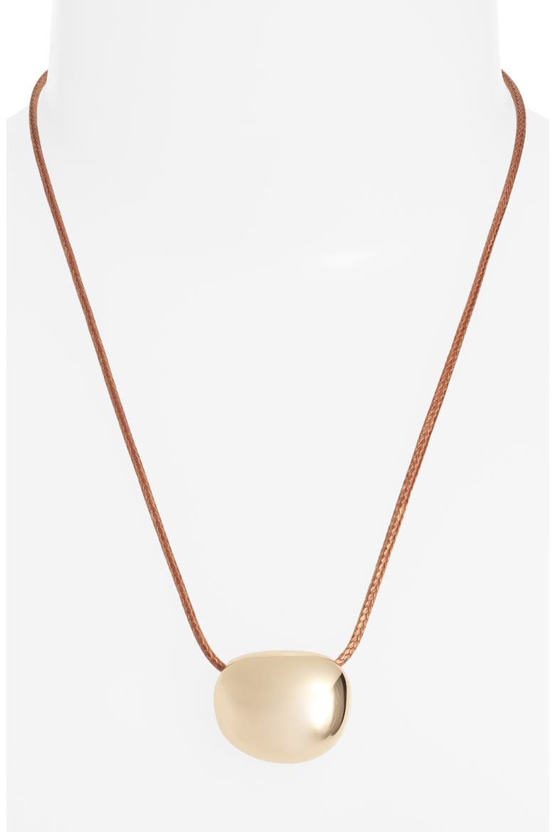 Polished Orb Cord Necklace, Alternate, color, BROWN- GOLD