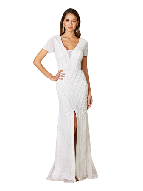 Gabriella Beaded Plunge Wedding Dress