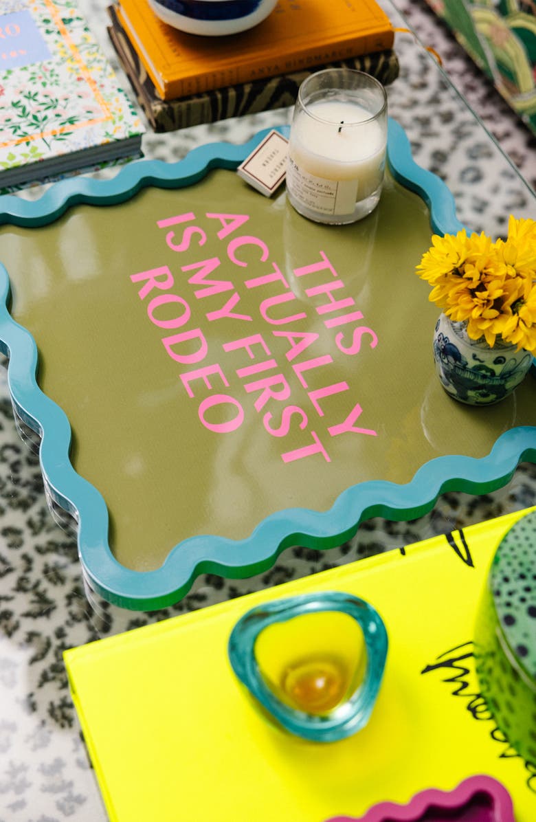 Furbish Rodeo Large  Lacquer Tray, Alternate, color, Olive Green, Teal, Pink