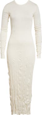 TOTEME Crinkled Long Sleeve Column Sweater Dress