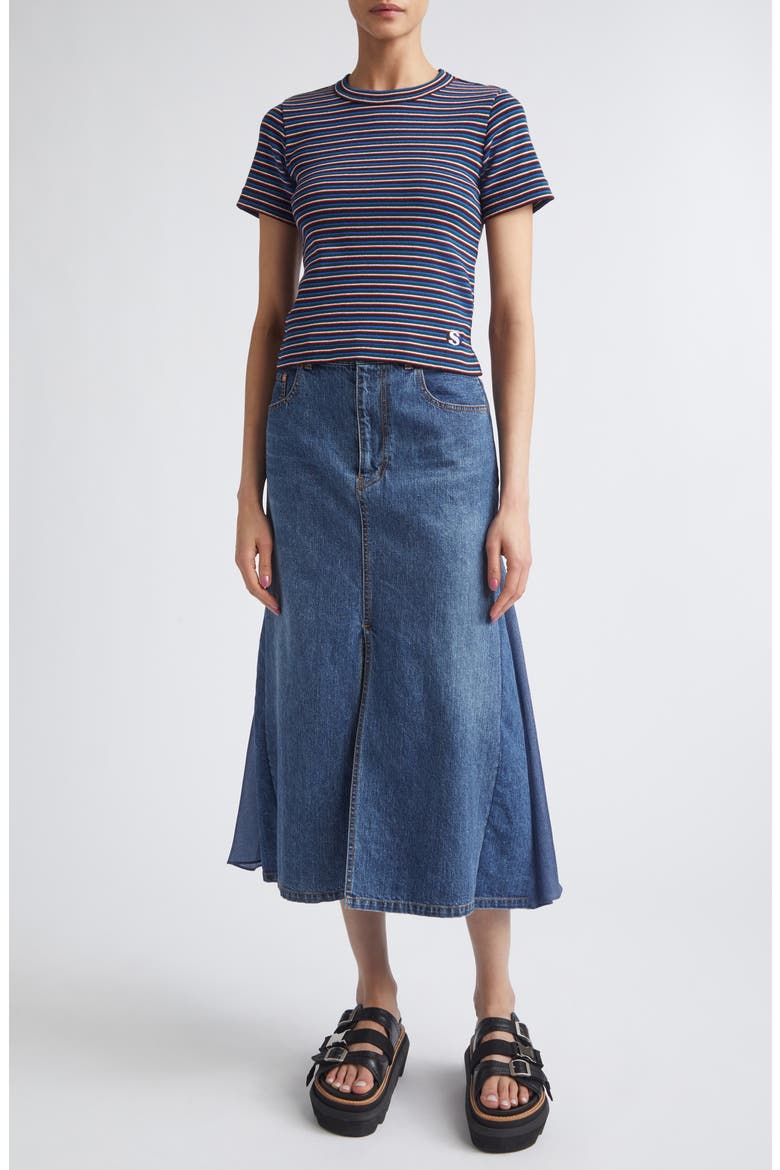Stripe Rib Cotton T-Shirt, Alternate, color, BLUE