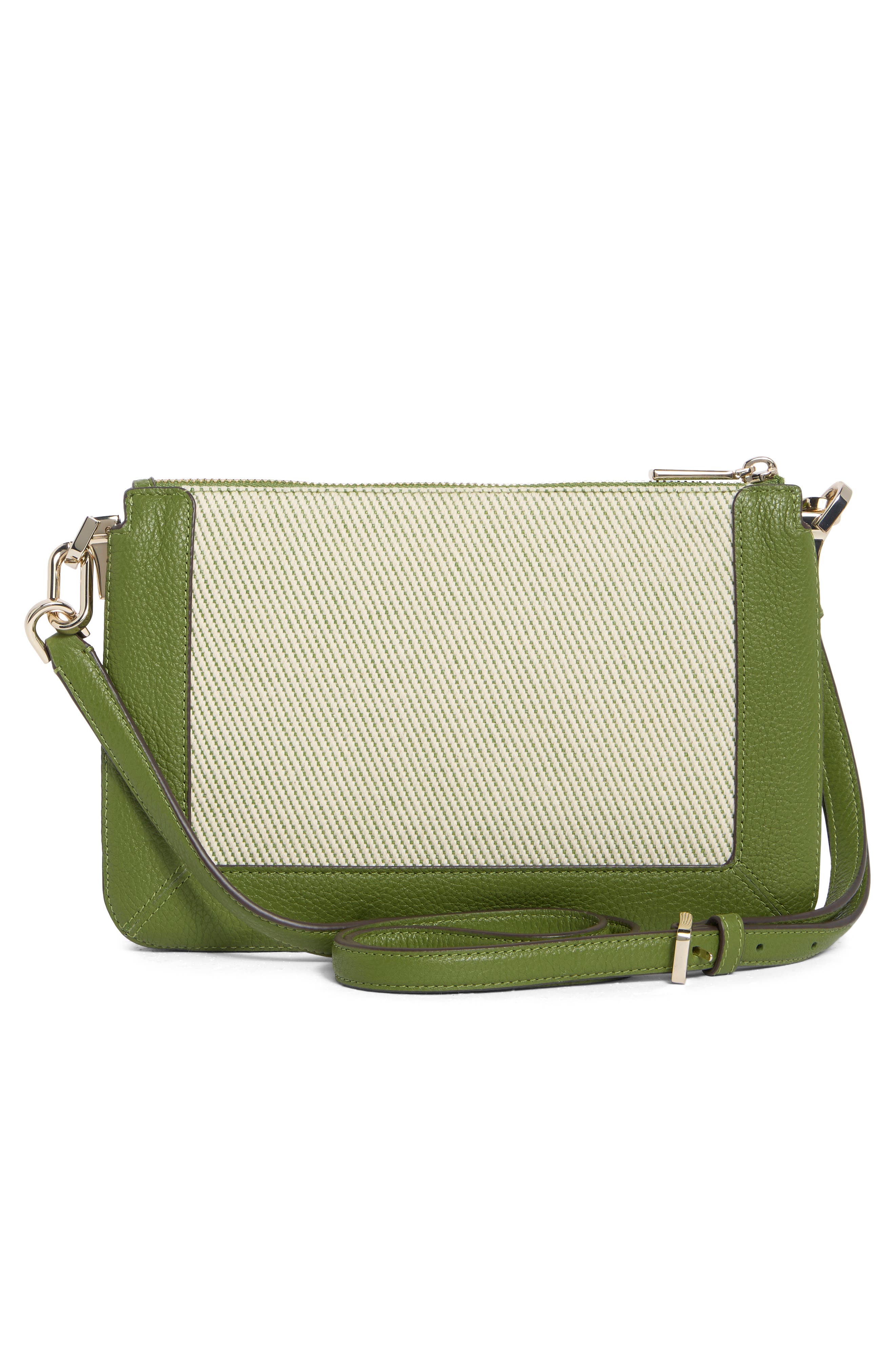 Kate Spade New York lena canvas colorblock double compartment crossbody bag, Alternate, color, Kelp Forest Multi