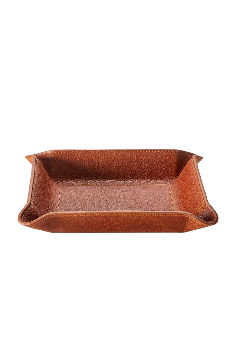 Graphic Image Leather Valet Tray, Main, color, Cognac