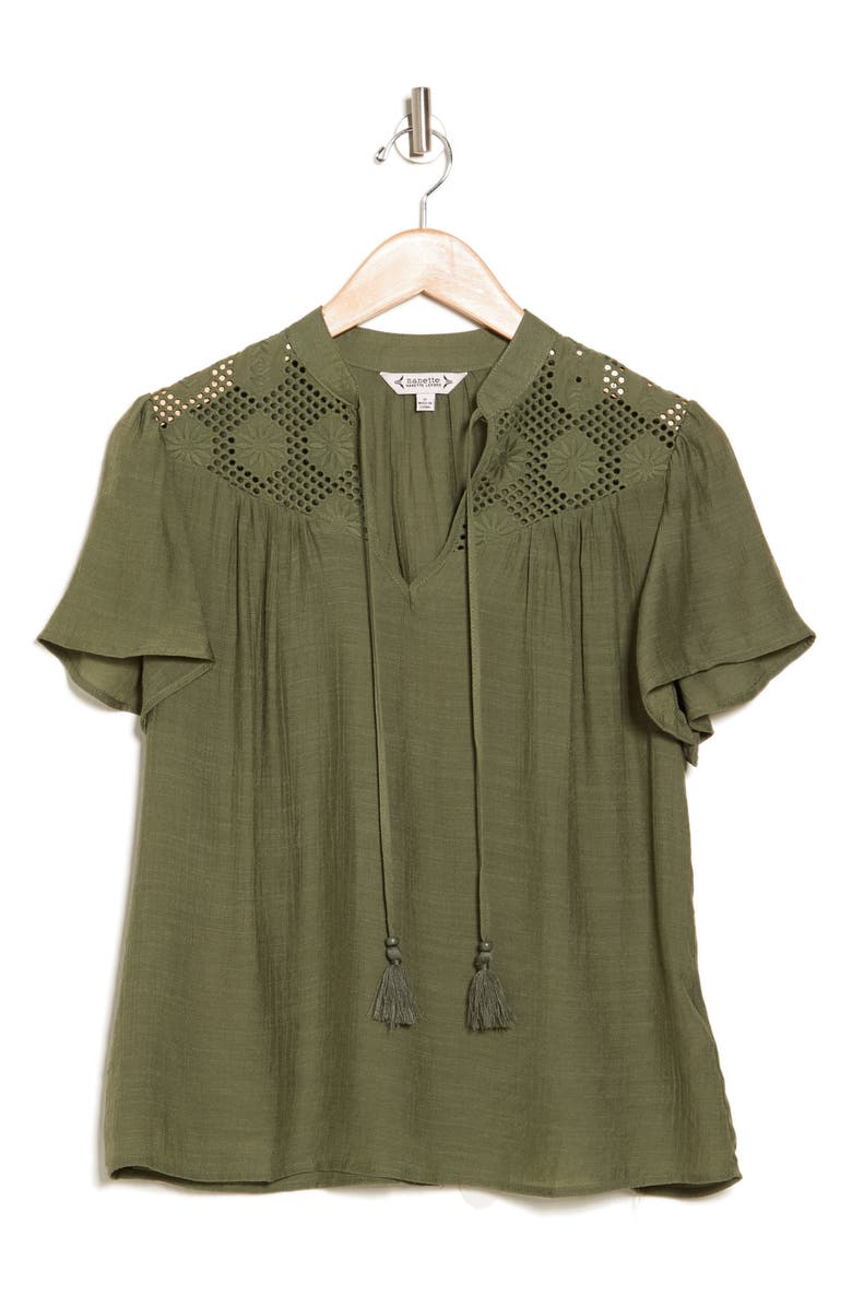 Nanette Lepore Eyelet Inset Top, Alternate, color, 