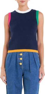 English Factory Colorblock Trim Sweater Vest