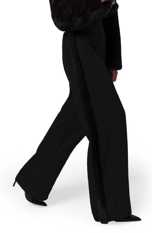 Apparis Ivy Stretch Crepe Pants With Faux Fur Trim In Black