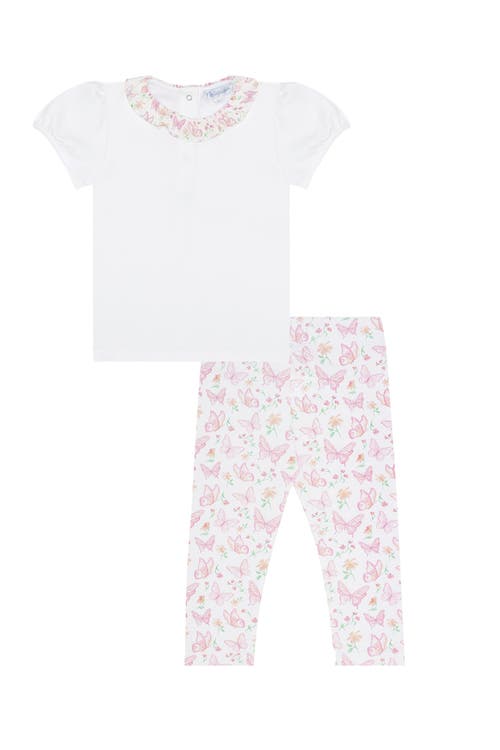 Nellapima Butterflies Tee-leggings Set In White