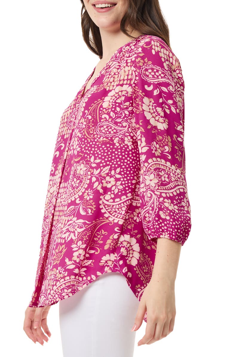 Jones New York Paisley Print Pleat Front Tunic Top, Alternate, color, 