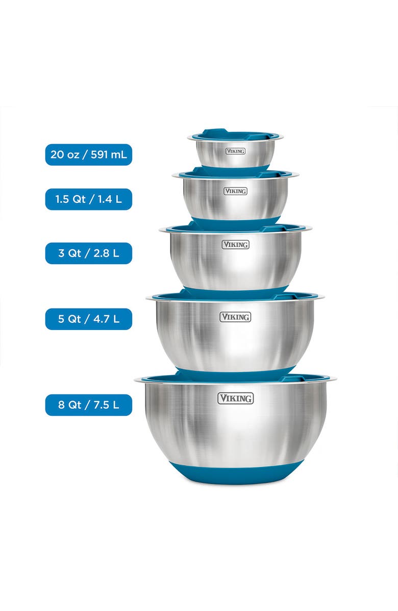 Viking Stainless Steel 10-Piece Mixing Bowl Set, Alternate, color, 