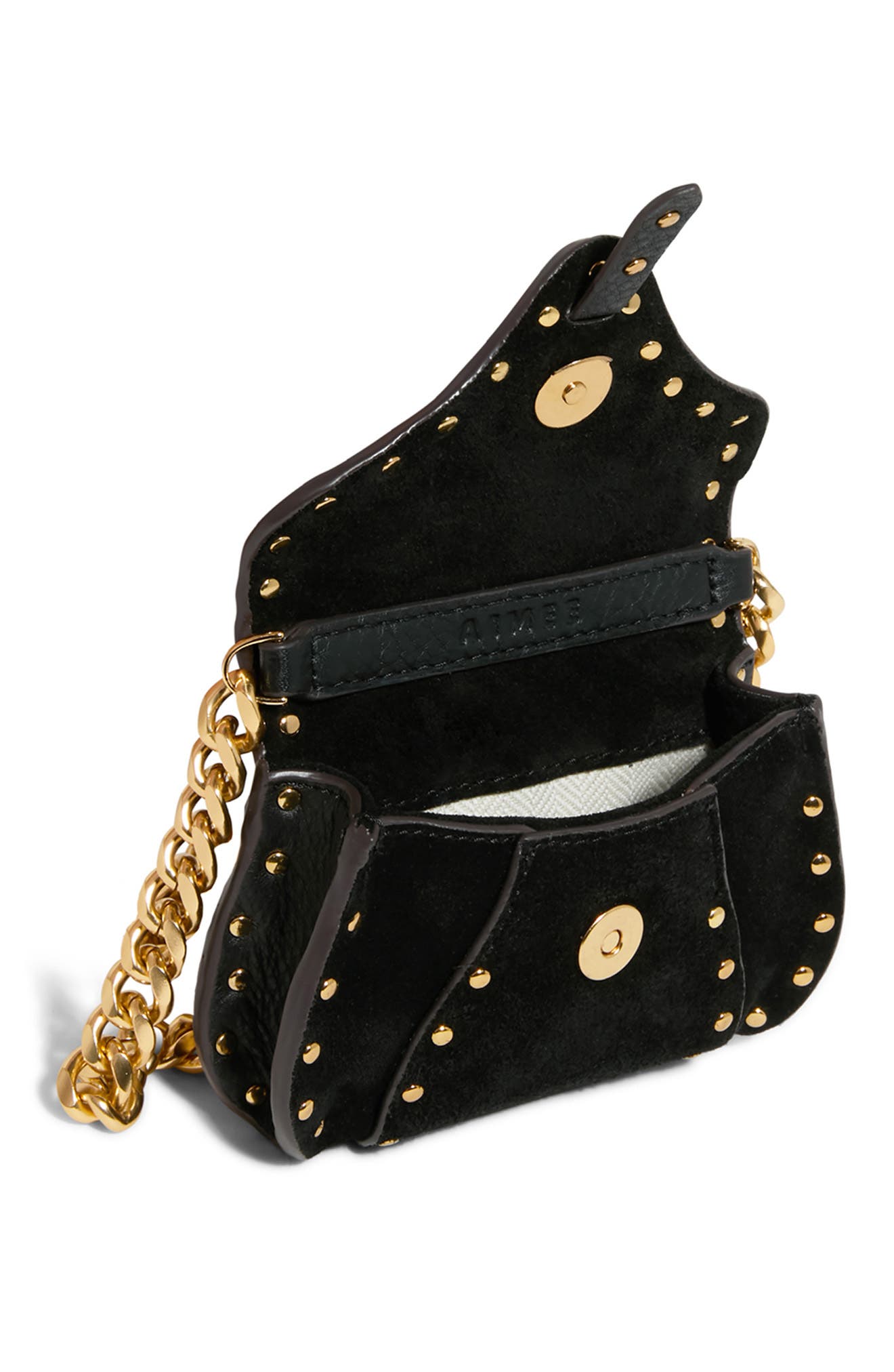 AIMEE Micro Armour Suede Crossbody Bag, Alternate, color, Black Suede