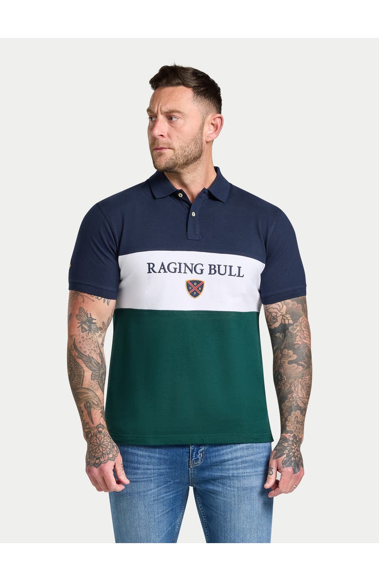 Raging Bull Short Sleeve Cut & Sew Panel Pique Polo, Main, color, Forest