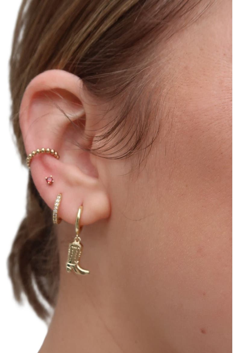 Cowgirl Boot Huggies Earrings, Alternate, color, Gold