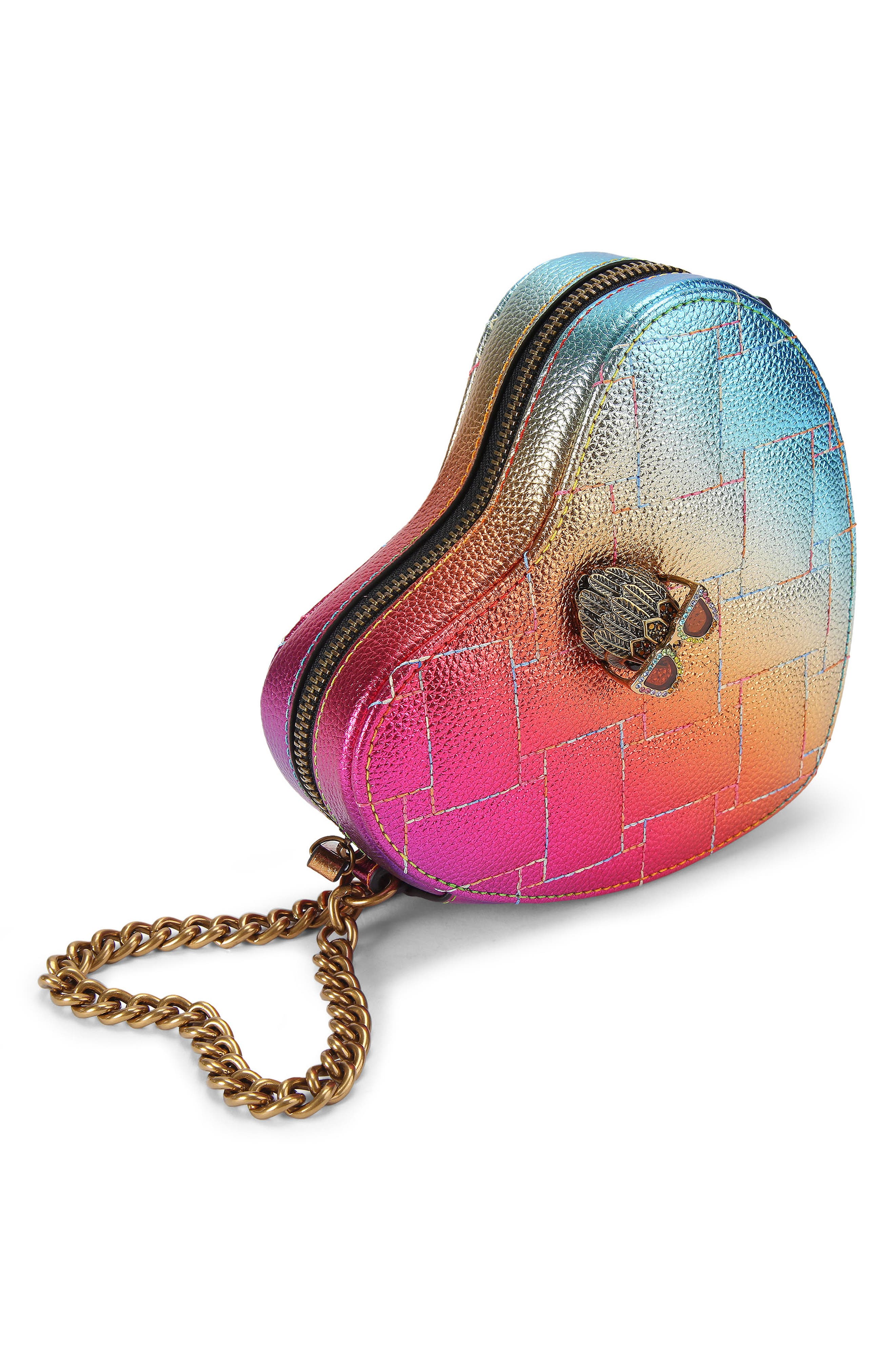 Kurt Geiger London Kensington Heart Quilted Leather Crossbody Bag, Alternate, color, Pink