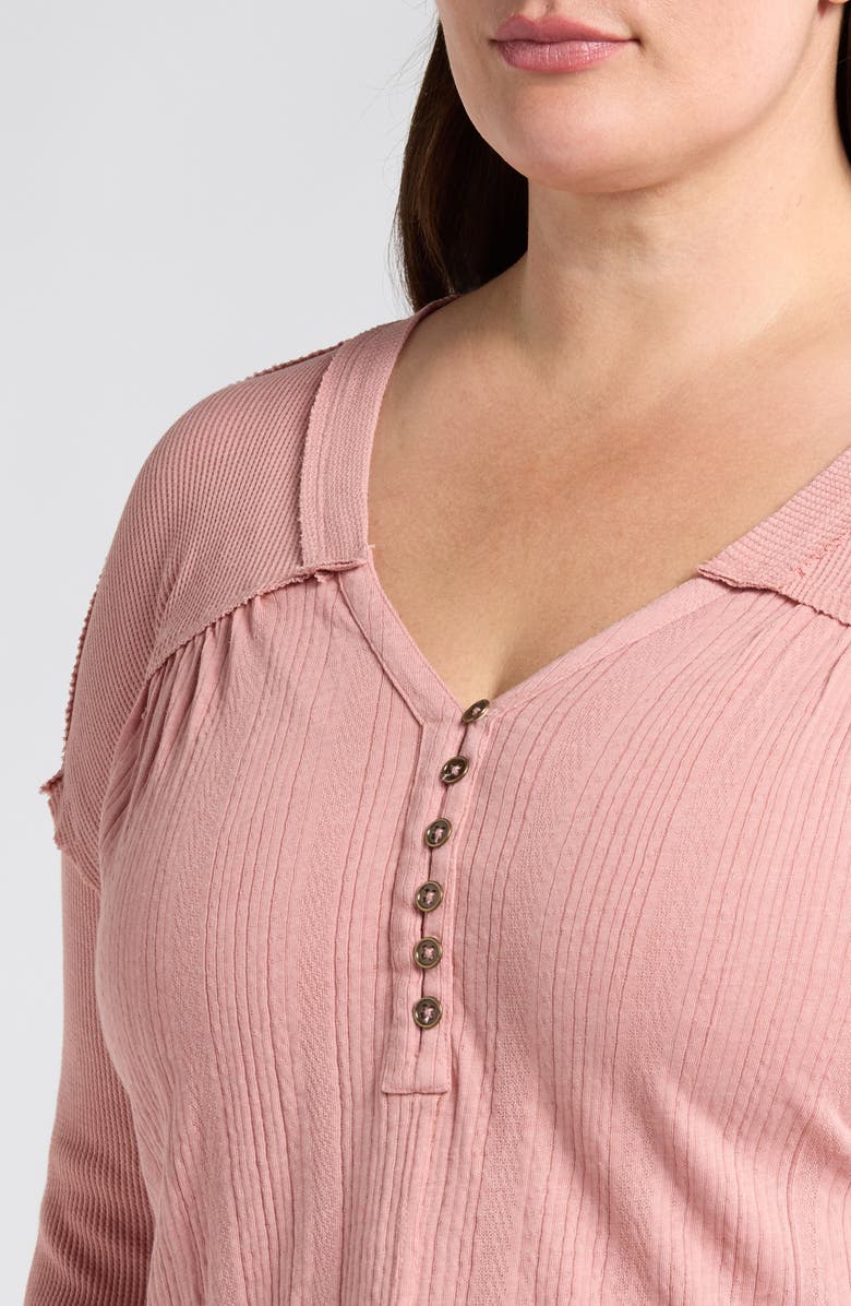 Lucky Brand Mixed Media Henley, Alternate, color, Ash Rose