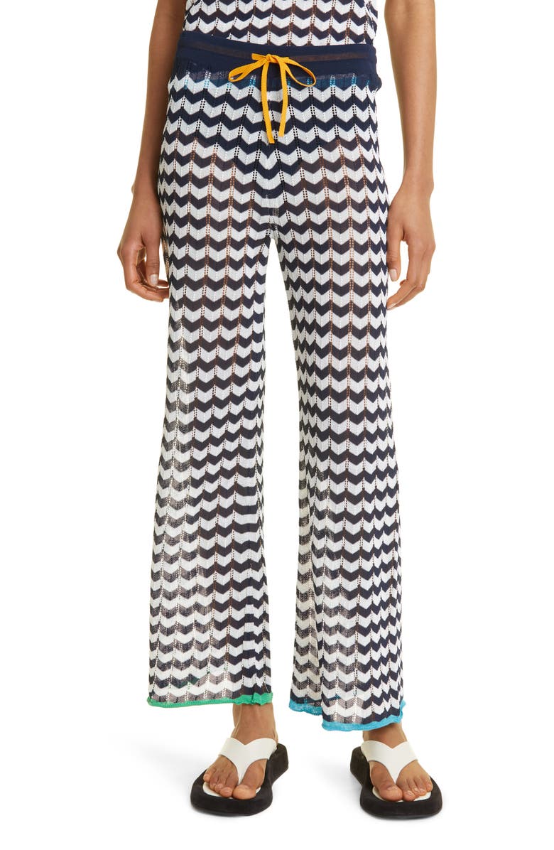 YanYan Tong Beach Chevron Stripe Pointelle Stitch Pants, Main, color,