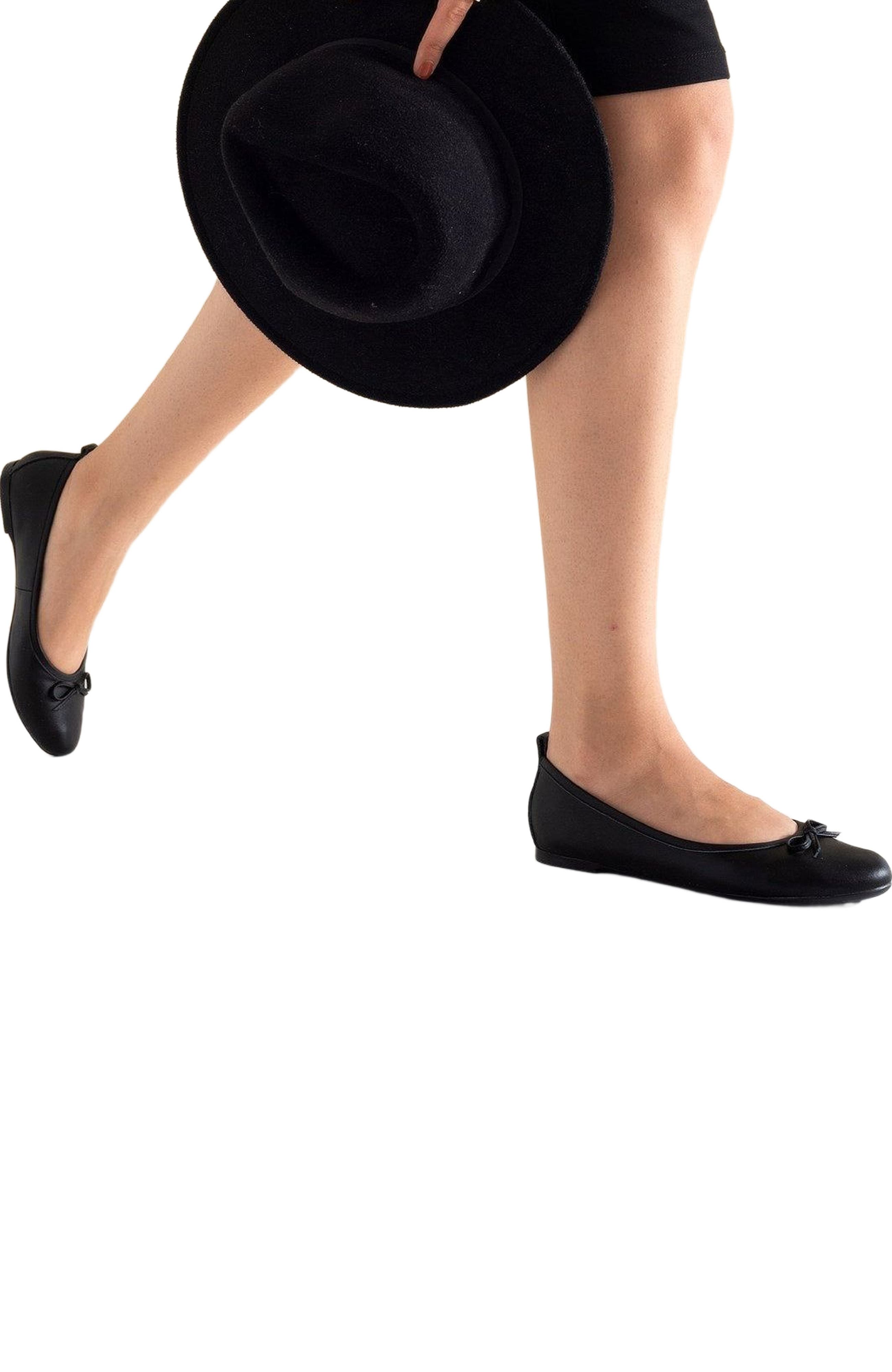 Forever & Always Shoes Florence Leather Ballerina Flats, Alternate, color, Black Leather