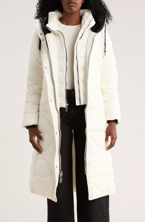 Vince Camuto Belted Maxi Puffer Jacket In White