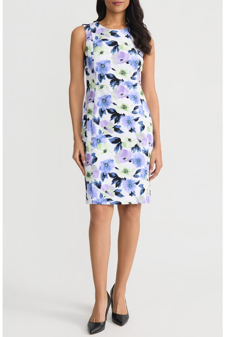 Floral Sheath Dress, Main, color, LILY WHITE MULTI