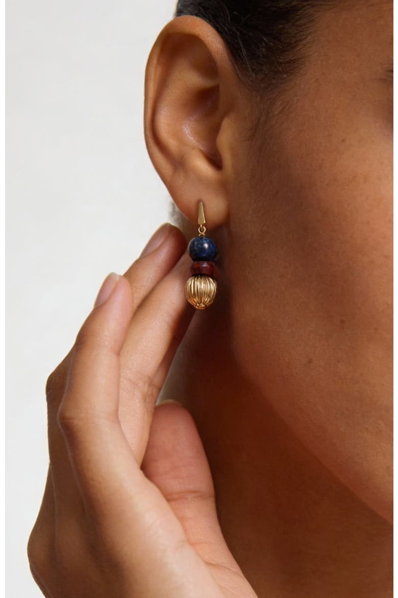 Temple Seed Earrings, Alternate, color, Gold&Blue&Red