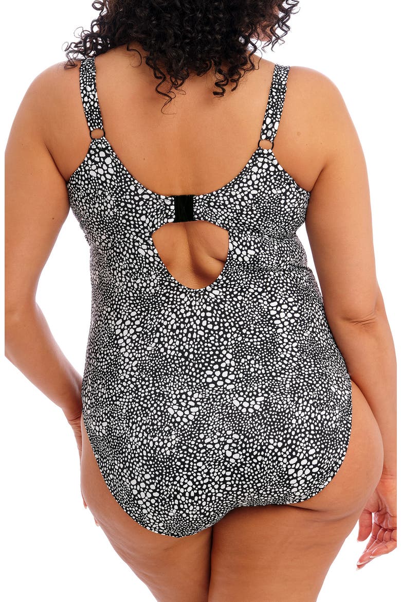 Pebble Cove Plunge One-Piece Swimsuit, Alternate, color, BLACK
