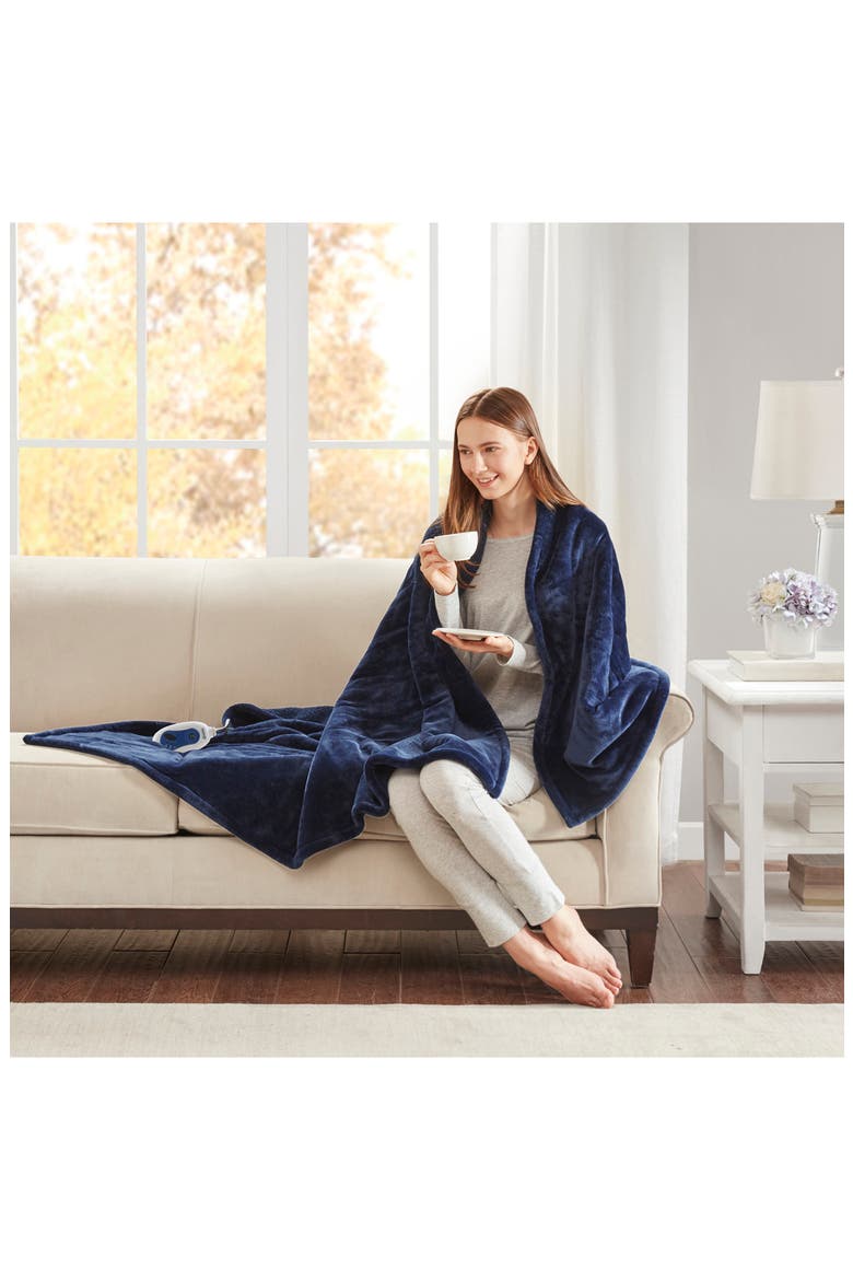 Heated Oversized Throw Blanket, Alternate, color, INDIGO