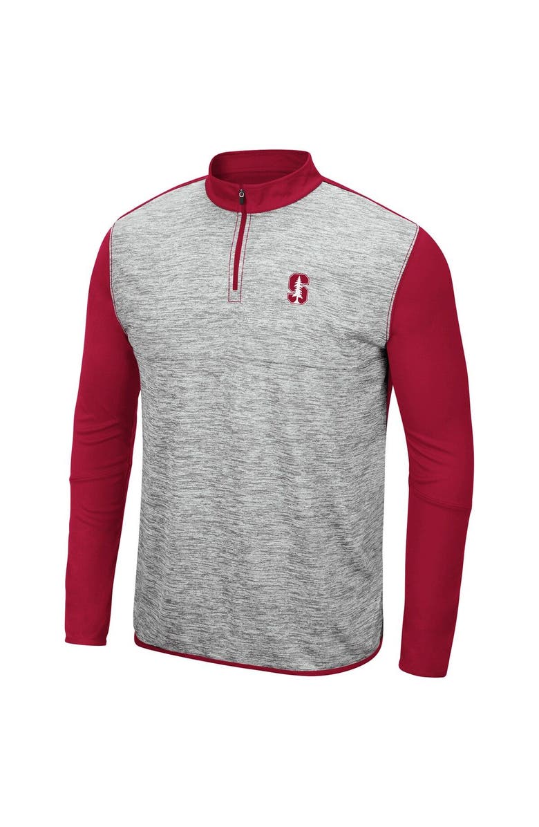 COLOSSEUM Men's Colosseum Heathered Gray/Cardinal Stanford Cardinal Prospect Quarter-Zip Jacket, Alternate, color, 