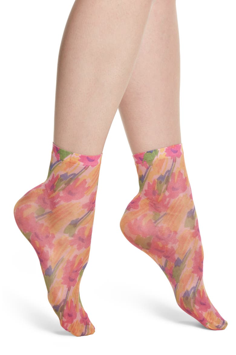 Benedetta Ankle Socks, Main, color, FIORE ASTRATTO