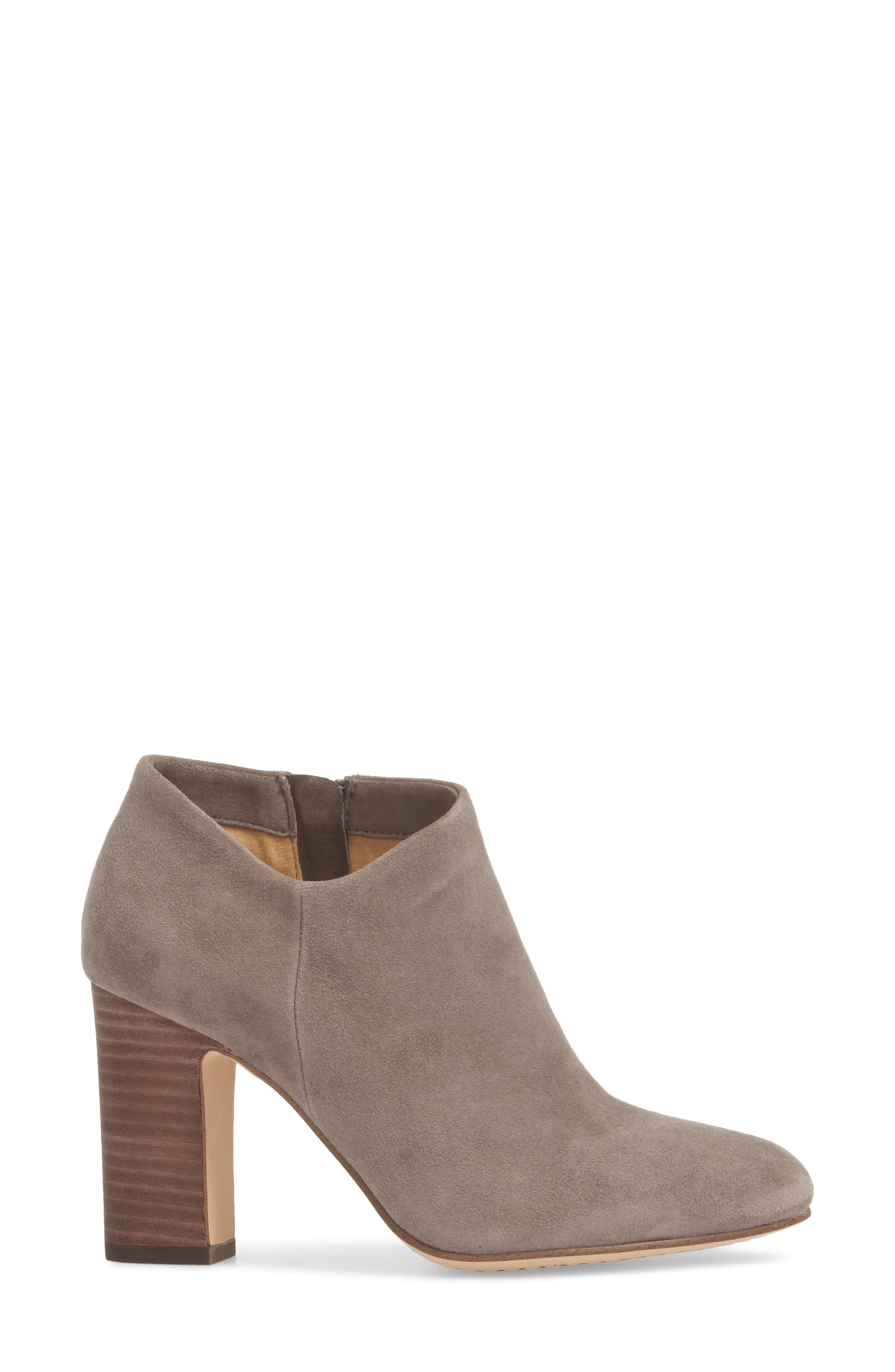 Neves Stack Heel Bootie, Alternate, color, LIGHT CHARCOAL SUEDE