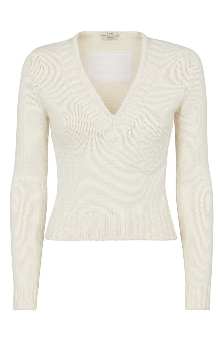 Fendi Trompe l'Oeil V-Neck Sweater, Main, color, 