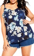 City Chic Shy Orchid Floral Ruffle Camisole