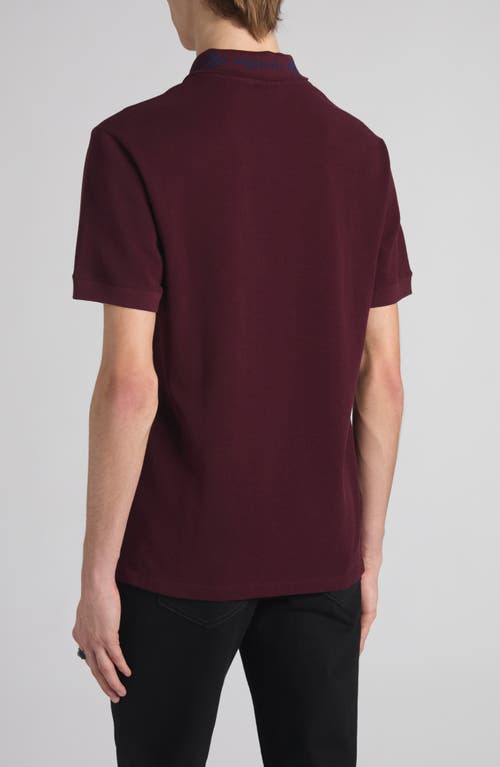 Alexander Mcqueen Men Polo Shirt With Logo On The Collar In Burgundy