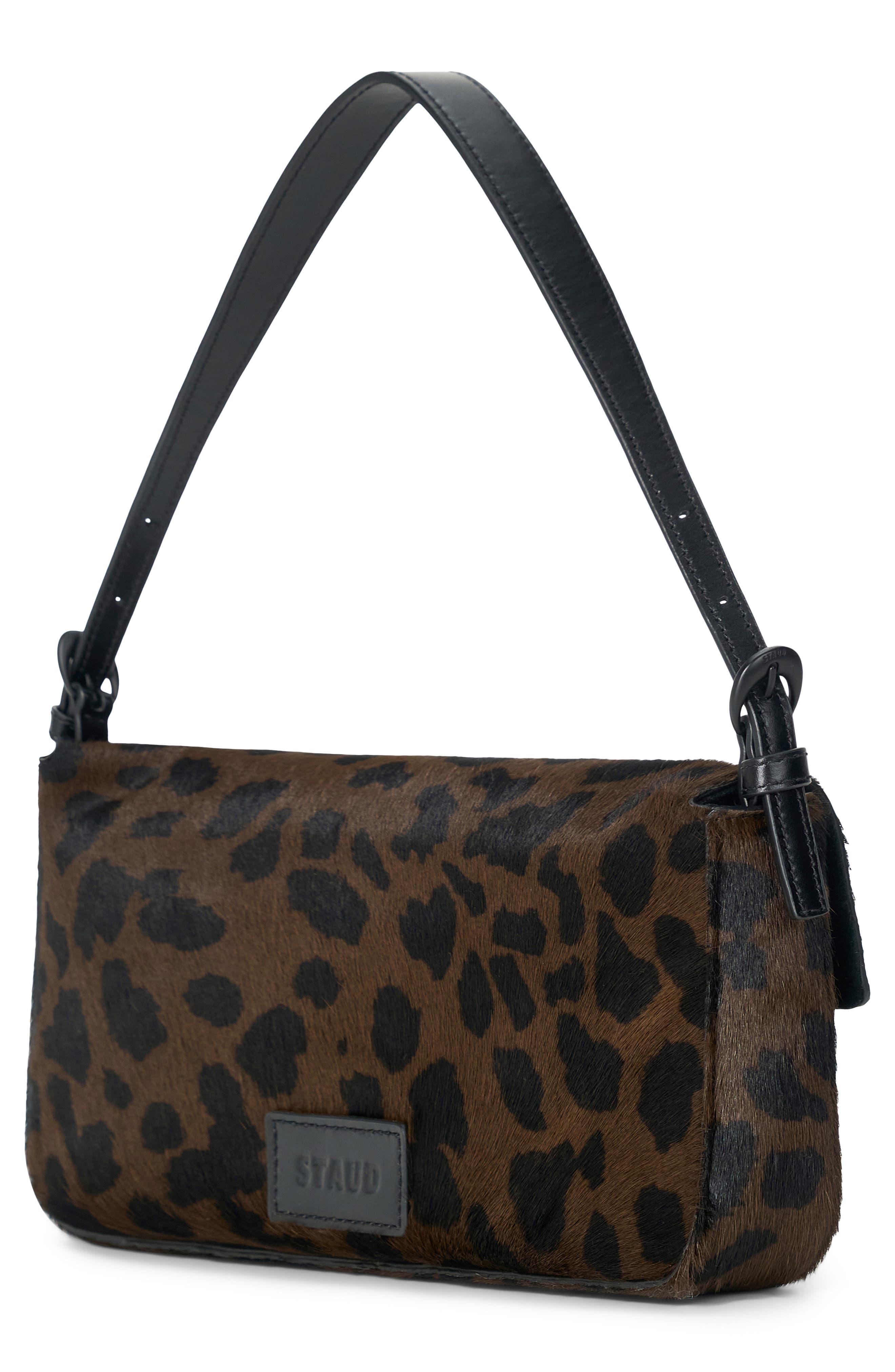 STAUD Harlow Genuine Calf Hair Shoulder Bag, Alternate, color, Leopard Print Calf Hair
