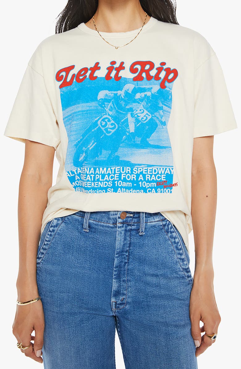 MOTHER The Sleepover Stretch Cotton Graphic T-Shirt, Main, color, Let It Rip