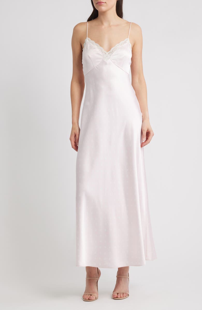 LoveShackFancy Manuela Satin A-Line Maxi Dress, Main, color, 