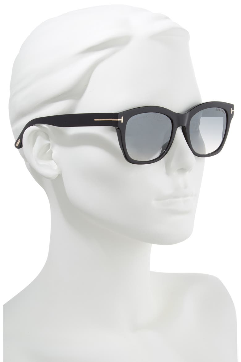 Lauren 52mm Sunglasses, Alternate, color, SHINY BLACK/ SMOKE MIRROR