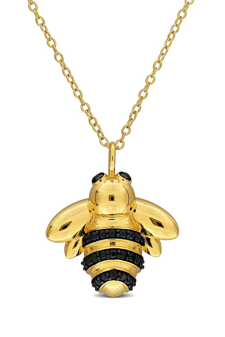 Black Spinel Bumblebee Pendant Necklace, Main, color, GOLD