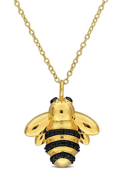 Black Spinel Bumblebee Pendant Necklace