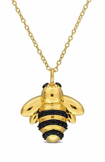 Black Spinel Bumblebee Pendant Necklace