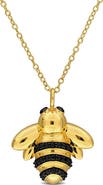 DELMAR Black Spinel Bumblebee Pendant Necklace