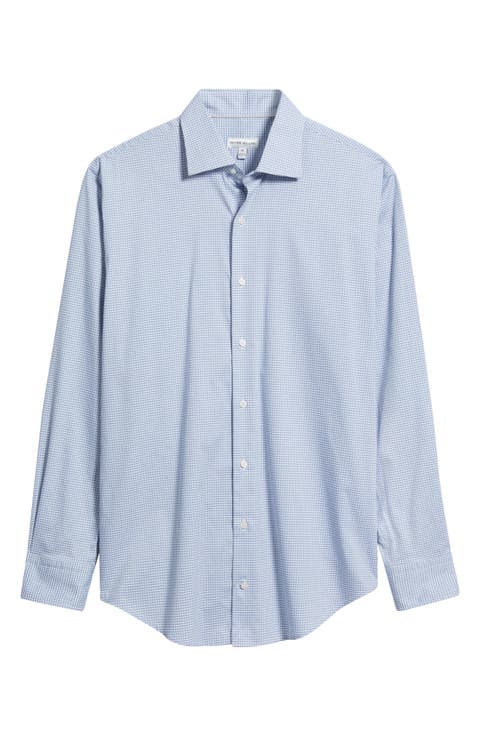 Conway Microcheck Crown Lite Performance Twill Button-Up Shirt