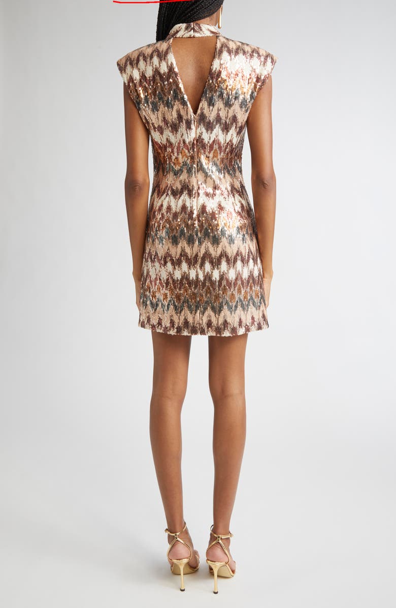 Ramy Brook Caden Sequin Ikat Cocktail Minidress, Alternate, color, Light Champagne Combo