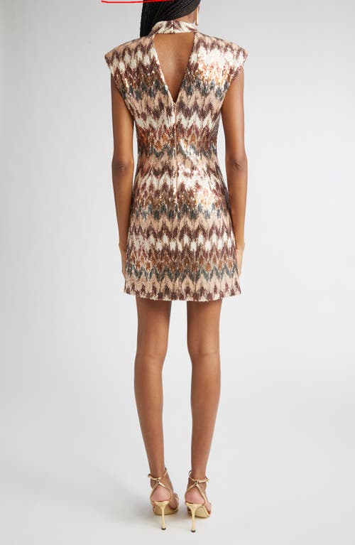 Ramy Brook Caden Sequin Ikat Cocktail Minidress In Brown