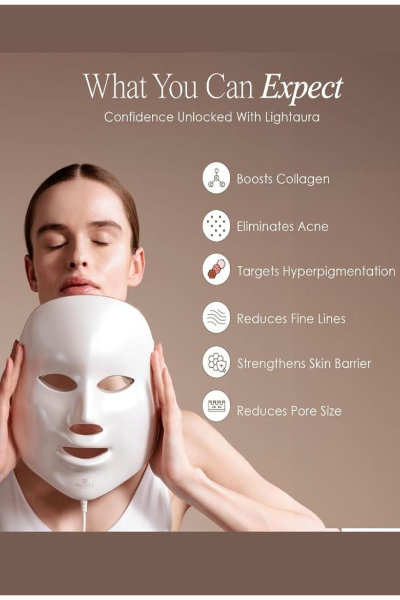 LED Face Mask - 7-Color Light Therapy, Alternate, color, White