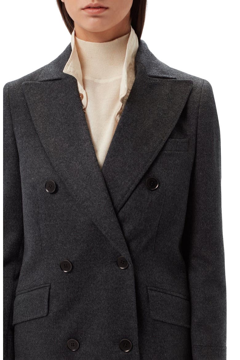 Cashmere Peak Lapel Long Coat, Alternate, color, charcoal